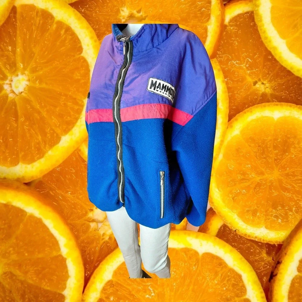 Vintage Nordica Mammoth Mountain Host Fleece‎ Jacket XL Purple Blue Pink Ski USA